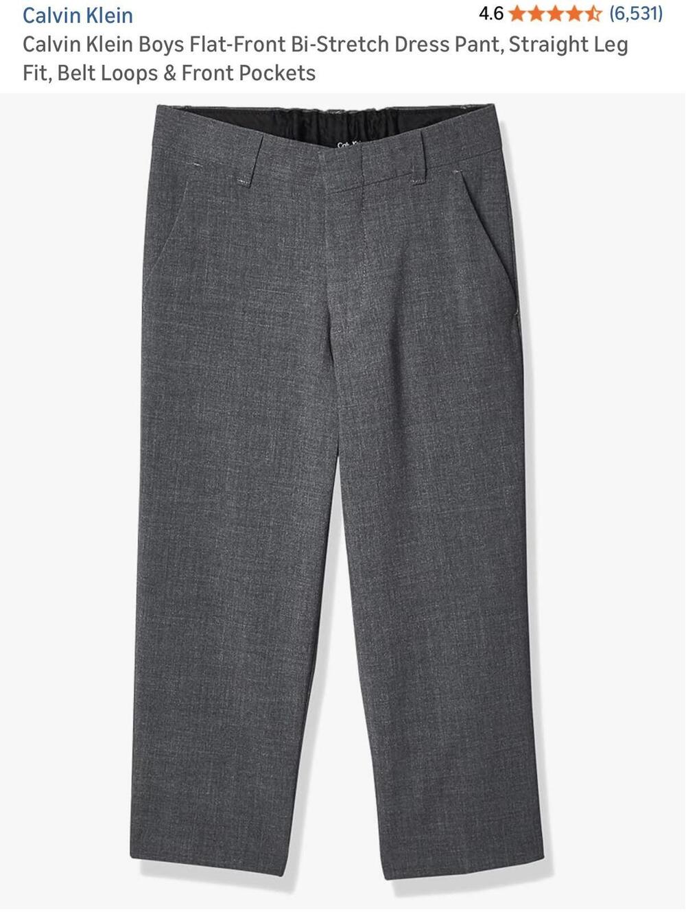 Calvin Klein Boys Flat-Front Bi-Stretch Dress Pant, Straight Leg Fit,[COPY]